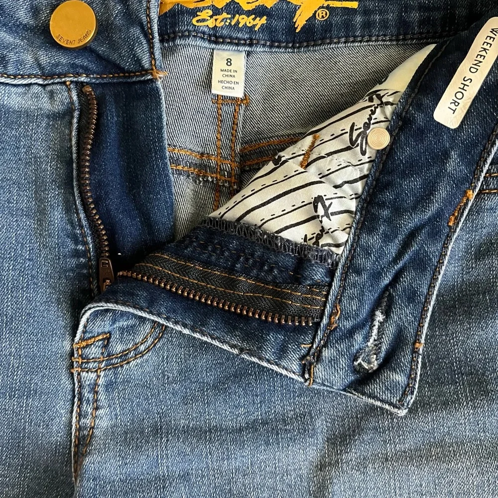 Seven7 Weekend Short‎ Stretch Denim Blue Women’s Shirt Sz 8